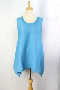 ISSEY MIYAKE me Blue Pleats Sleeveless Tunic Dress 164 8656 - Picture 1 of 6