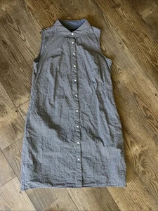 TOMMY HILFIGER - Blue CHECKED BUTTON DOWN SLEEVELESS SHIRT DRESS SIZE 10 - Picture 1 of 7