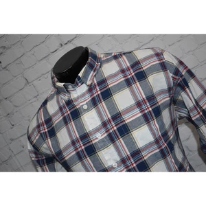 J Crew Hemd Knopfleiste Herren Größe XLT TALL maßgeschneiderte Passform blau rot kariert  - Bild 1 von 6