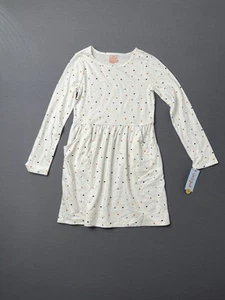 Cat & Jack Cream Heart Long Sleeve Dress Size LARGE(10-12) - Picture 1 of 12