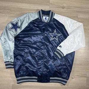 Starter Dallas Cowboys Jacket 3XL Men NFL Football Satin Bomber Coat Color Block - Picture 1 of 6