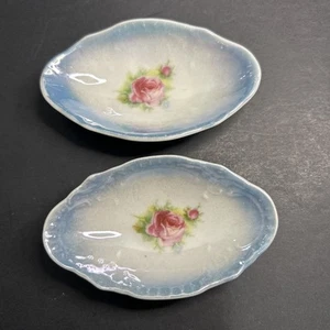 Antikes Zwickauer Porzellan Glanz Nussschalen oval mit Rosen Design Germany Set/2 - Bild 1 von 4