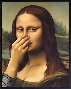 MONA LISA FUNNY BATHROOM WALL DECOR Decal Poster Metal Sign - Picture 1 of 1
