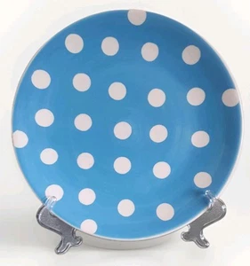 WHITTARD OF CHELSEA LIGHT BLUE & WHITE POLKA DOT SIDE/SALAD/CAKE PLATE 20 cm - Picture 1 of 8