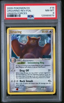 2005 POKEMON EX UNSEEN FORCES #18 URSARING-REVERSE FOIL PSA 8 - Image 1 of 2