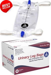 Harnbeinbeutel für Katheter, tropffreier Verschluss & Anti-Refluxventil, 600 ml, 12er Pack - Bild 1 von 8