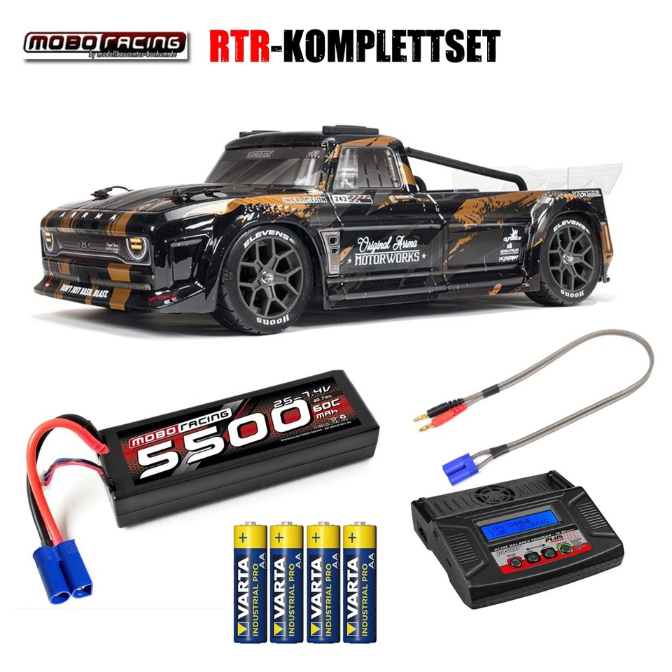 Arrma ARA4315V3T1 INFRACTION 4X4 3S BLX 1/8 Truck Blk/Gold 2S RTR-Komplettset - Bild 1 von 1
