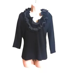 Maglione SAKS Cashmere collo arricciato nero e grigio - Foto 1 di 5
