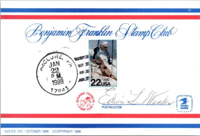 FDC USA 1988 - Benjamin Franklin Stamp Club Olympics 88 Stamp - A00414 - Image 1 of 2