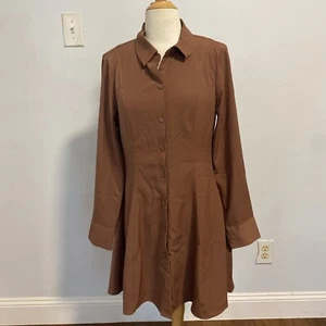 Abercrombie Fitch Poplin Trapeze Shirt Long-Sleeve Fit & Flare Mini Dress M - Picture 1 of 11