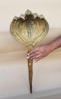 古董老式手工纯色重黄铜大码圣蛇雕像 NH6461 — 第 1/4 张图片