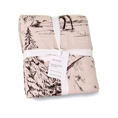 Funda nórdica Pottery Barn rústica bosque ciervo lino algodón King/Cal King nueva con etiquetas Foto 1 de 4