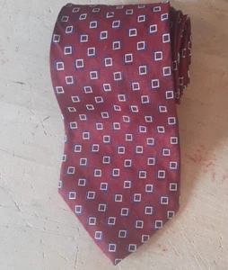 Corbata de cuello para hombre Ralph Lauren roja geométrica cuadrada 58" 100 % seda granate - Imagen 1 de 9