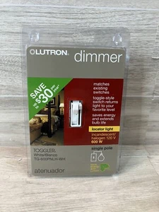LUTRON Single Pole White Toggler Wall Light Switch Dimmer TG-600PNLH - NEW - Picture 1 of 2