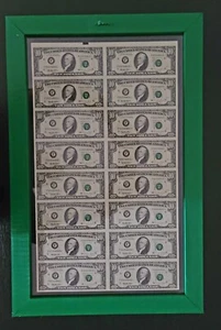 1995 $10 Uncut Sheet of 16 - STAR NOTES in 2-sided UV protected plexiglass frame - Picture 1 of 2