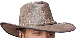 Crushable Echtleder Outback australischer Stil Buschmütze Kinnriemen Cowboy Cowgirl - Bild 1 von 7