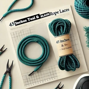 Shoe ROPE LACES Teal & Black ADIDAS NMD ULTRA BOOST YEEZY SHOELACES 45 Inches - Picture 1 of 6