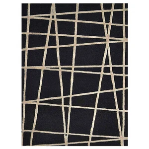 Eco-Friendly Hand Tufted Wool Area Rug Geometric Black BBH Homes BBK02001 - Picture 1 of 17