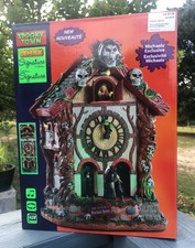 Lemax Spooky Town Cursed Cuckoo Haus Clock Grim Reaper Witch Halloween Animated