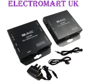 HDMI OVER CAT5 CAT5E CAT6 CAT7 IR LOOP OUT PORT EXTENDER 1080P 70M - Picture 1 of 1