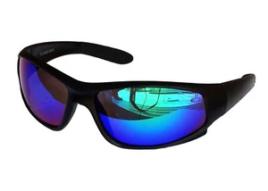 Sportbrille Sonnenbrille Black matt Blau Grün verspiegelt Fahrradbrille Sport M1 - Bild 1 von 2