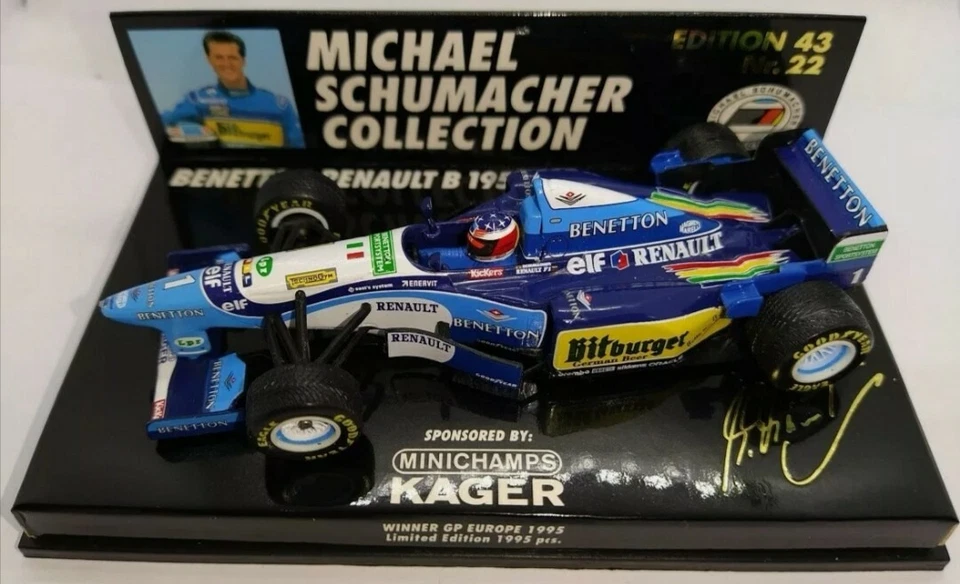 F1 1/43 BENETTON B195 RENAULT SCHUMACHER GP EUROPE MODELLINO MINICHAMPS MSC #22 - Immagine 1 di 1