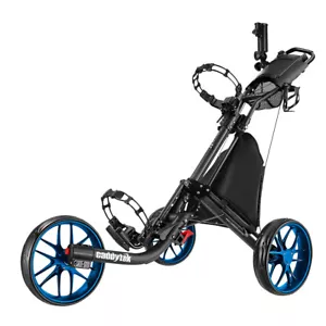 CaddyTek CaddyLite EZ-Fold Pro 3 Wheel Golf Buggy / Push Cart - Blue - Picture 1 of 9