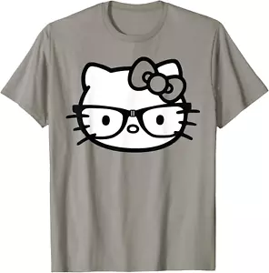 Hello Kitty Black and White Nerd Glasses Short Sleeve t shirt - Picture 1 of 4