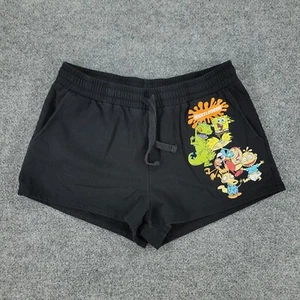 Nickelodeon Shorts Women's Large Black Sweats Ren & Stimpy Pockets Drawstring - Picture 1 of 10