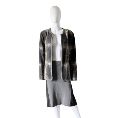 Traje Falda Basler Mezcla Lana Gris Beige Talla FR 48 Foto 1 de 4