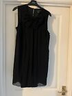 Ted Baker Size 4 Short Women?S Dress Black Pleated With Bow Detail