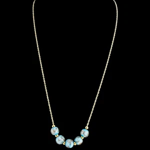 Collar De Vidrio De Murano Azul Claro 5 Perlas Millefiori 48cm Venecia - Imagen 1 de 3