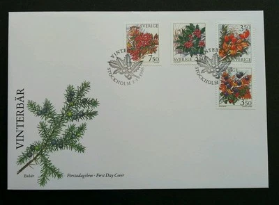 *FREE SHIP Sweden Winter Berries 1996 Plant Food Berry (stamp FDC) - Image 1 of 4