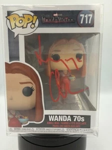 Funko Pop Wanda 717 firmado por Elizabeth Olsen años 70 Beckett testigo - Imagen 1 de 6