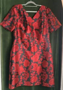 Abito donna Talbots rosso brillante e nero manica corta vacanza 14 vestibilità tg 12 - Foto 1 di 6