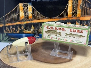 Vintage Creek Chub “Baby” Injured Minnow Wooden Lure #1602 White w/Red Head - Picture 1 of 22