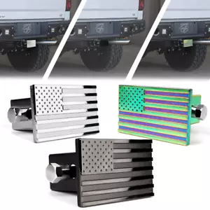 Fits 2" Receivers Black Metal Trailer Towing Hitch Cover W/ USA US American Flag - Bild 1 von 31