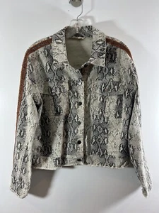 Mystree Women’s SZ Small Snake Print Raw Hem Button Front Jacket - Picture 1 of 8