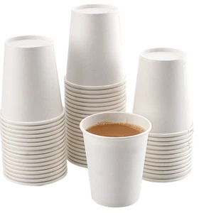 50 Pack 8 Oz Modern Paper Cup White Paper Coffee Cup Disposable White Hot Coffee - Picture 1 of 1