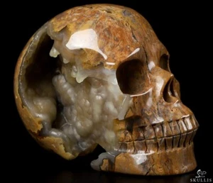GEODE Huge 5.0" Dinosaur Egg Agate Carved Crystal Skull,Realistic, Healing - Picture 1 of 9
