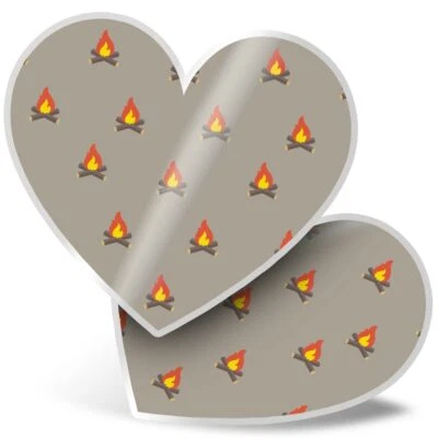 2 x Heart Stickers 15 cm - Campfire Pattern Camping Camp Site #16934 - Image 1 of 4