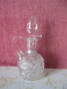 VINTAGE CLEAR GLASS CRUET, OIL & VINEGAR, 6 3/4" - Picture 1 of 2