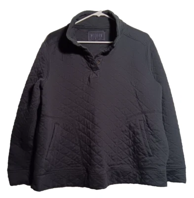 Moderna sudadera pulóver acolchada negra de lona XXL manga larga Foto 1 de 4