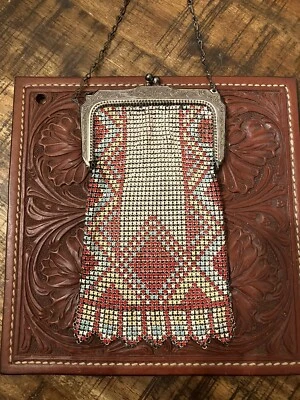 Bolso/cartera vintage con aleta Art Deco de malla metálica Whiting & Davis nativa/occidental Foto 1 de 4