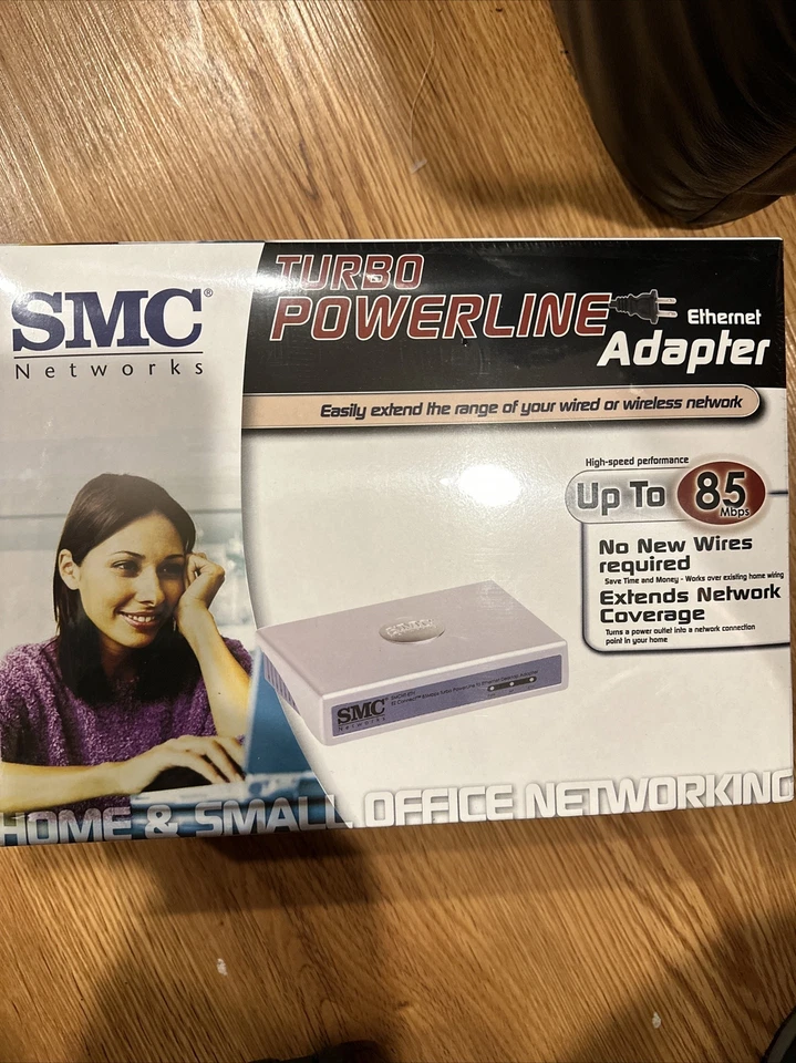 SMC Networks Turbo Powerline EZ Connect Ethernet Adapter SMCHT-ETH to 85 MBPS  - Image 1 of 2