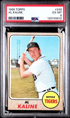 1968 Topps #240 AL KALINE HOF Detroit Tigers PSA 6 - Image 1 of 2
