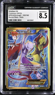 CGC 8.5 NM/MINT Mewtwo EX 163/162 Breakthrough Secret Rare Holo Pokemon Card - Image 1 of 2