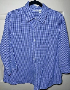 Kim Rogers Women's Long Sleeve button up check blue white Shirt XL - Picture 1 of 3