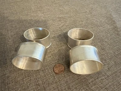 4 Vtg Silver Plate Oval 2" Napkin Rings - Image 1 of 4