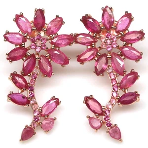 37.20CT Prong Dangle Lab Created Ruby Earrings 14K Rose Gold Over Women - Picture 1 of 5